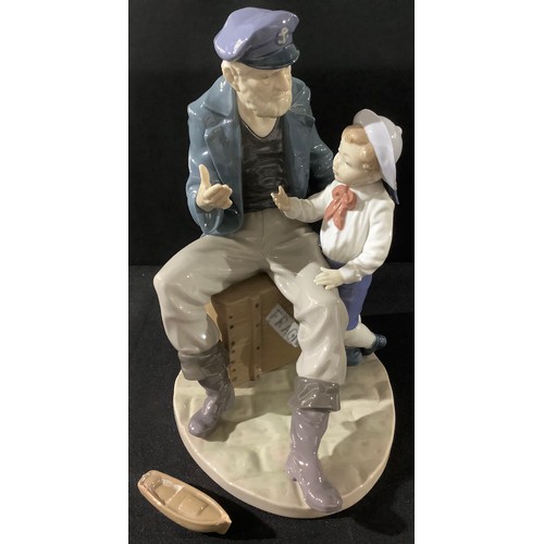 80 - A Lladro figure, of an Old Sailor and a Young Boy, 29cm high, printed mark