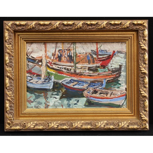 122 - Frank Forty (Irish School)  
Fishing Boats 
signed, oil, 16cm x 24cm