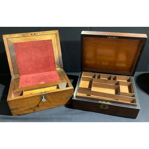 131 - A Victorian mahogany work box, c.1860;  a similar writing box,  c.1860