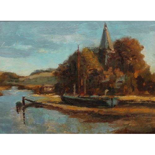 134 - English School  
The River at Beccles
indistinctly signed, oil, 28.5cm x 38.5cm