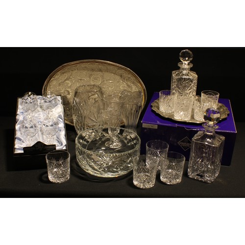 158 - An Edinburgh Crystal decanter and four whisky glasses, boxed; an Edinburgh Crystal set of four wine ... 