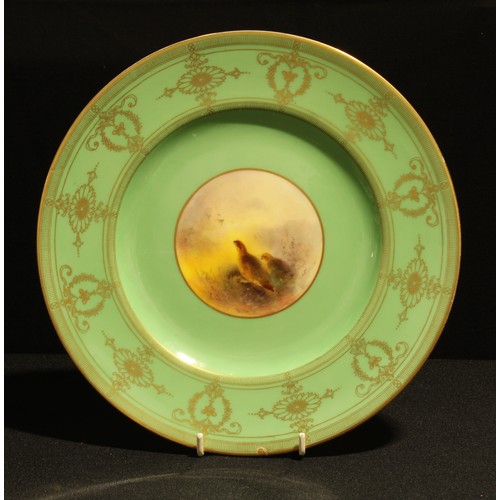 164 - A Royal Worcester cabinet plate, Partridges, signed James Stinton, 27cm diameter