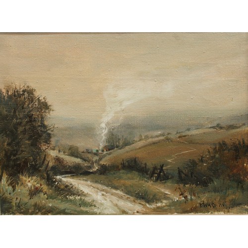 257 - P Ward
Distant Campfire
signed, dated 1971, oil on canvas, 29.5cm x 40cm