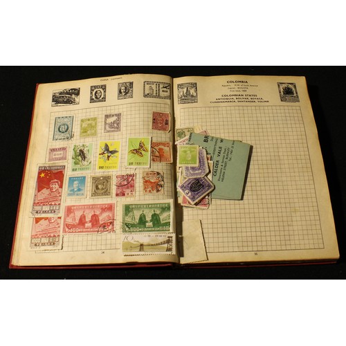 291 - Stamps - three small schoolboy stamp albums, one small catalogue