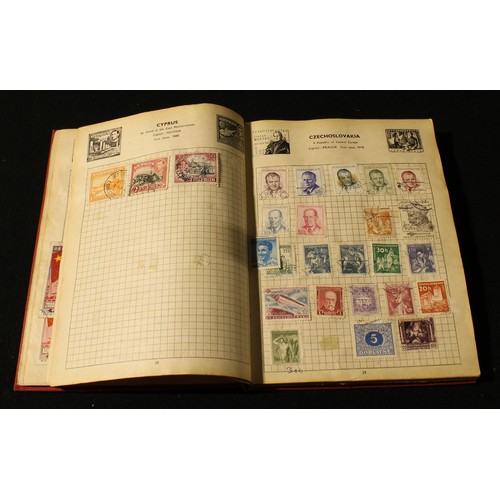 291 - Stamps - three small schoolboy stamp albums, one small catalogue