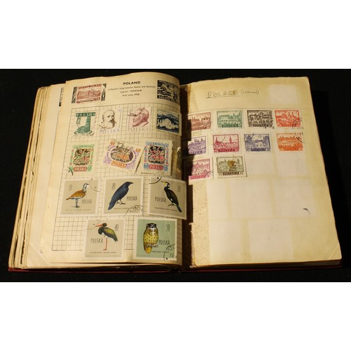 291 - Stamps - three small schoolboy stamp albums, one small catalogue