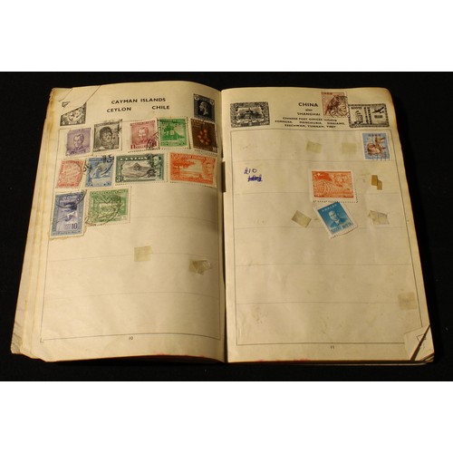 291 - Stamps - three small schoolboy stamp albums, one small catalogue