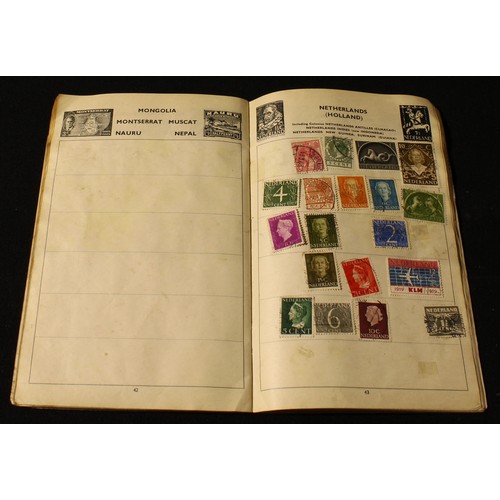 291 - Stamps - three small schoolboy stamp albums, one small catalogue