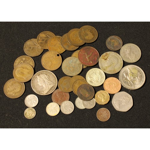 293 - Coins - 1900 Crown, Elizabeth II 1953 Five Shillings, 1962 Half Crown, other coins including 1935 Th... 