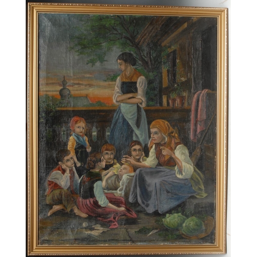 338 - J Brauer (early 20th century) 
Stories of the Olden Times 
signed, oil on canvas, 81cm x 64cm