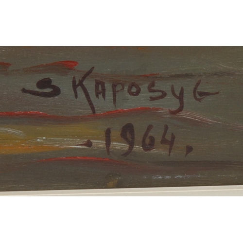 339 - Kaposy* (Hungarian? 20th century)
Fishing Boats
signed, dated 1964, oil on board, 62cm x 80cm