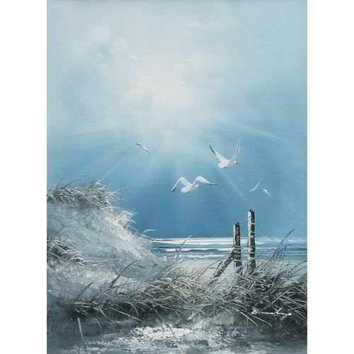 347 - Dunlop
Sunshine and Seagulls
signed, oil on canvas, 60cm x 90cm; another similar smaller, 40cm x 30c... 