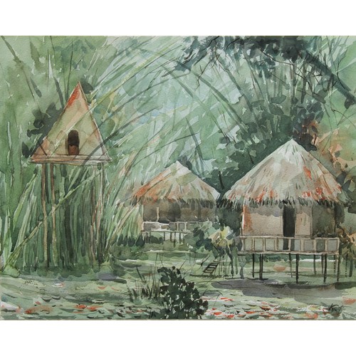 356 - Indonesian School
Huts
signed, watercolour