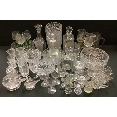 457 - Glassware - Victorian jugs; heavy cut class vases; cut glass wine glasses; decanters; Edinburgh Crys... 