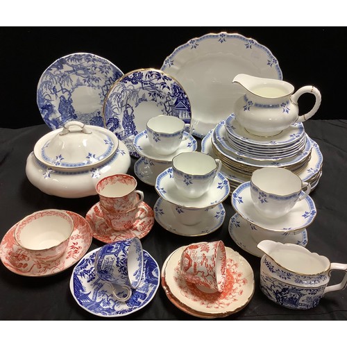 510 - A Royal Crown Derby Grenville pattern part dinner service, printed marks;  Mikado and other tea ware... 