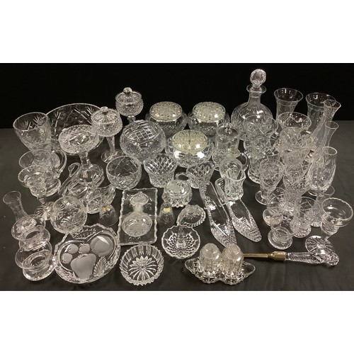 527 - Glassware - cut glass rose bowls, vases, decanter, glasses, trinkets, etc