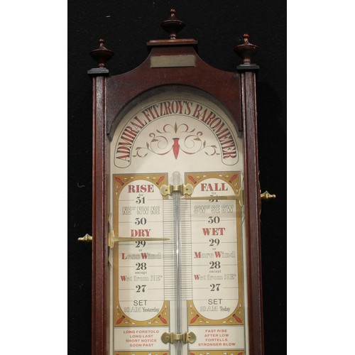 535 - A 20th century mahogany Admiral Fitzroy's barometer, 108cm high