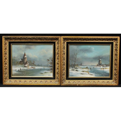 540 - Digby Page (Bn.1945)
A Pair, Winter Snow 
signed, oils on board, 27cm x 36cm