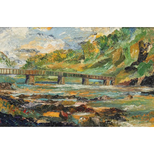 549 - Sam Kiff
Landscape with Bridge,
signed, oil, 76cm x 50cm; others; 
J A Grimshaw, after, a print of L... 