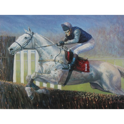 551 - After John Sturgess, Derby Heroes of the Last Ten Years, horses of the 1880s, print, 33cm x 50cm; eq... 