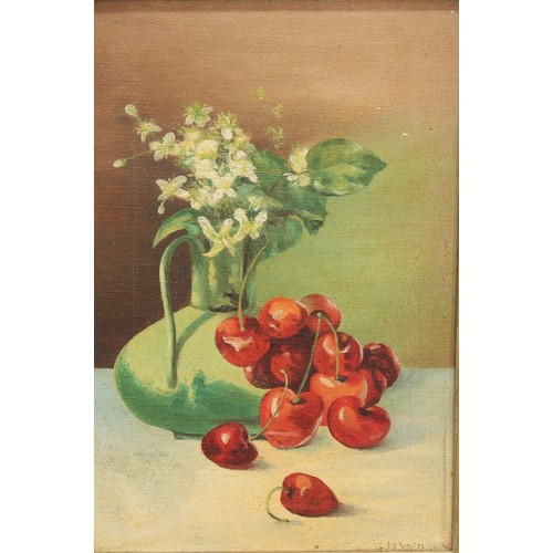 555 - C H Wilson
Still Life of Chrysanthemum
signed, oil on board, 52cm x 40cm; two others, 
Still Lives o... 