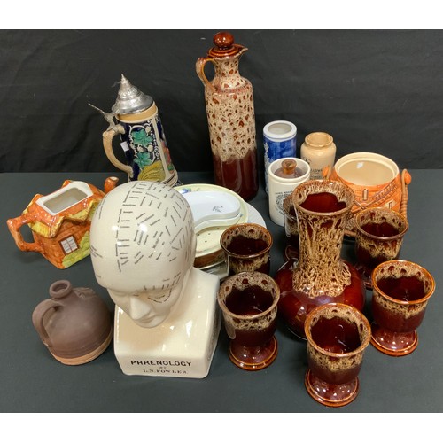 194 - A Phrenology head; a set of six Foster ware cups, vase, and bottle; an 1862 'James Keiller and son's... 