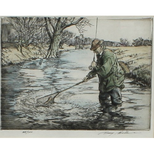 586 - Frank Paxton, after, a pair, Rough and Ready and Not at Home, 20cm x 25cm, coloured etchings, oak fr... 