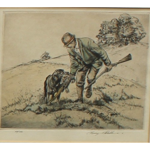 586 - Frank Paxton, after, a pair, Rough and Ready and Not at Home, 20cm x 25cm, coloured etchings, oak fr... 