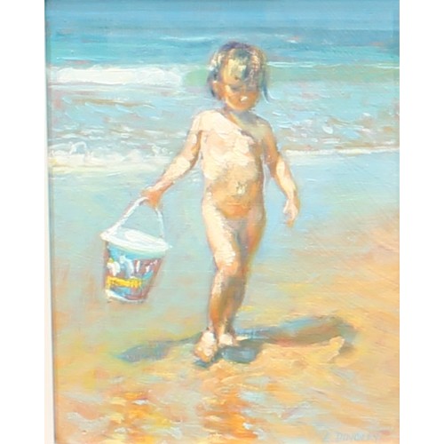 590 - Lawrence Deigley 
Collecting Water
signed, oil on board, 24cm x 19cm;  English School, Children on t... 