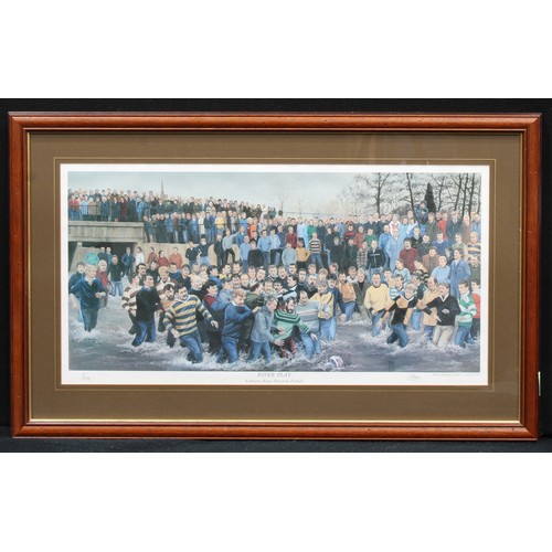 592 - Stuart J Avery, after, River Play Ashbourne Royal Shrovetide Football, signed in pencil, limited edi... 