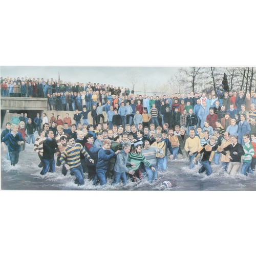 592 - Stuart J Avery, after, River Play Ashbourne Royal Shrovetide Football, signed in pencil, limited edi... 