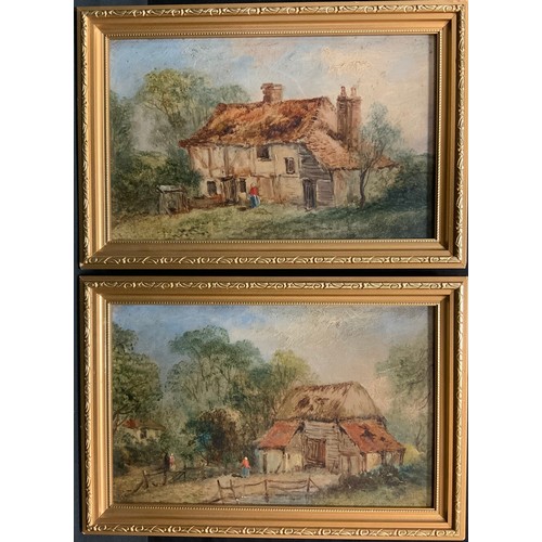 224 - English School
A Pair, Rustic Cottages
oils on boards, 14cm x 22cm