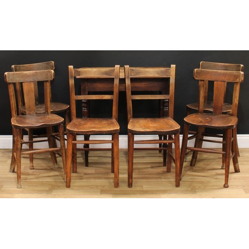 106 - A late Victorian oak side table, rounded rectangular top with moulded edge, tapered cylindrical legs... 