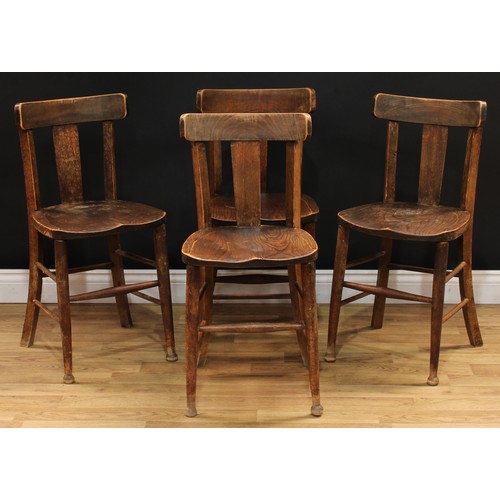 106 - A late Victorian oak side table, rounded rectangular top with moulded edge, tapered cylindrical legs... 