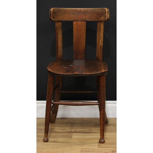 106 - A late Victorian oak side table, rounded rectangular top with moulded edge, tapered cylindrical legs... 