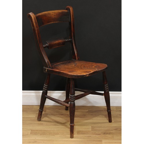 119 - A pair of 19th century country cottage elm and beech Oxford bar back side chairs, each stamped A.C a... 