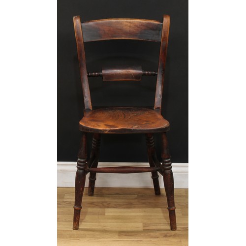 119 - A pair of 19th century country cottage elm and beech Oxford bar back side chairs, each stamped A.C a... 