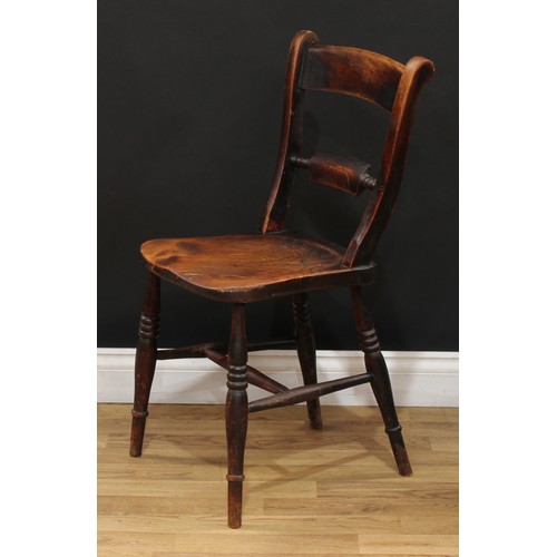 119 - A pair of 19th century country cottage elm and beech Oxford bar back side chairs, each stamped A.C a... 