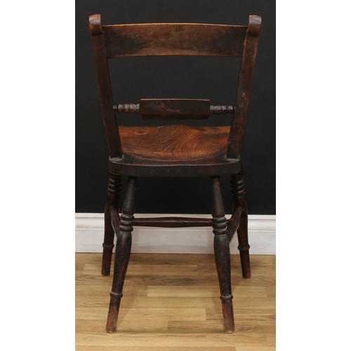 119 - A pair of 19th century country cottage elm and beech Oxford bar back side chairs, each stamped A.C a... 