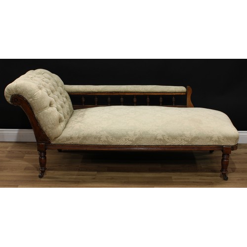 608 - A Victorian chaise longue, 74.5cm high, 175cm long, 64cm deep, c.1880