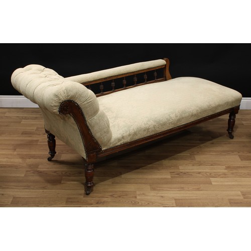 608 - A Victorian chaise longue, 74.5cm high, 175cm long, 64cm deep, c.1880