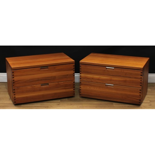 620 - A suite of three contemporary figured and flat sawn black walnut and veneer chests, comprising a che... 