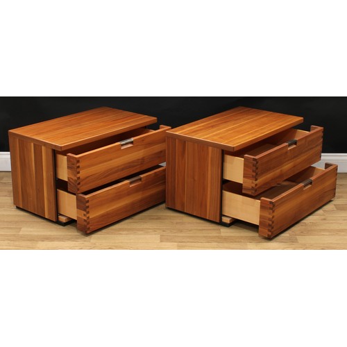 620 - A suite of three contemporary figured and flat sawn black walnut and veneer chests, comprising a che... 