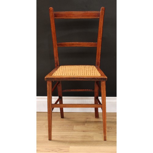 625 - A pair of 'late Victorian' oak side chairs, 99cm high, 48cm wide, the seat 39cm deep; a pair of earl... 