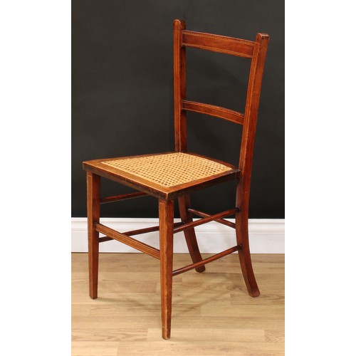 625 - A pair of 'late Victorian' oak side chairs, 99cm high, 48cm wide, the seat 39cm deep; a pair of earl... 