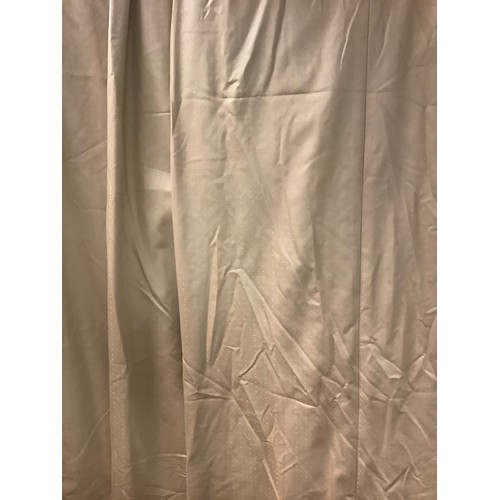 640 - Three pairs of gold satin curtains, 213cm, 150cm width