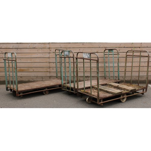 643 - Industrial Salvage - three mid 20th century railway station luggage carts or trolleys (3)