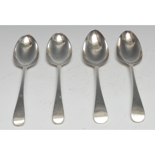 181 - A pair of George III silver serving spoons, Peter & Anne Bateman, London 1796;  another pair George ... 