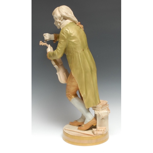 544 - A large Royal Worcester figure, The Violinist/The Young Mozart, possibly modelled by Thomas Brock, s... 