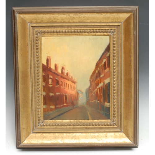 863 - Andrew T Macara (bn.1944)
Warren Street, Alvaston, Derby
signed, dated 1974, oil on board, 24cm x 19... 